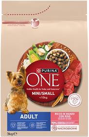 Purina ONE Dog Adult Mini/Small z Wołowiną Sucha Karma dla pas op. 3kg