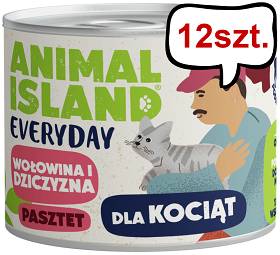 Animal Island Everyday Kitten Wołowina i dziczyzna Mokra Karma dla kociąt op. 185g Pakiet 12szt.