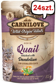 Carnilove Adult Quail&Dandelion Mokra Karma dla kota op. 85g Pakiet 24szt.