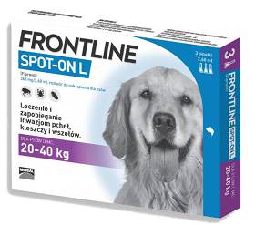 FRONTLINE Spot On Krople na kleszcze i pchły dla psa 20-40kg (rozm. L) op. 3 pipety 