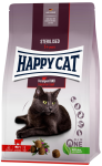 Happy Cat Adult Sterilised Voralpen-Rind Sucha karma z wołowiną dla kota op. 4kg + Happy Cat Mokra karma op. 85g GRATIS