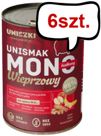 Uniszki Unismak Adult Mono Wieprzowina Mokra Karma dla psa op. 400g Pakiet 6szt.