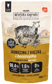 Wiejska Zagroda Jagnięcina z kaczką i kocimiętką Mokra Karma dla kota op. 100g