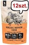 Wiejska Zagroda Kitten Fileciki Kurczak z indykiem i gęsią Mokra Karma dla kociąt op. 100g Pakiet 12szt.