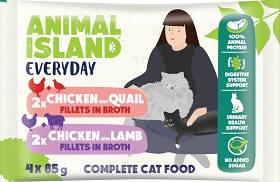 Animal Island Everyday Chicken with Quail&Chicken with Lamb in Broth Mokra Karma dla kota op. 4x85g