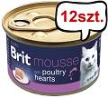 Brit Premium by Nature Cat Mousse Poultry heart Mokra Karma dla kota op. 85g Pakiet 12szt.