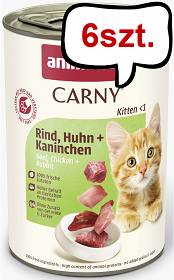 Animonda Carny Kitten Wołowina z kurczakiem i królikiem Mokra Karma dla kociąt op. 400g Pakiet 6szt.