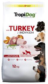 TropiDog Premium Adult Medium/Large Turkey Sucha Karma dla psa op. 12kg
