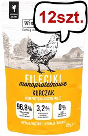 Wiejska Zagroda Monoproteinowe Fileciki Kurczak Mokra Karma dla kota op. 85g Pakiet 12szt.
