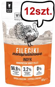 Wiejska Zagroda Monoproteinowe Fileciki Indyk Mokra Karma dla kota op. 85g Pakiet 12szt.