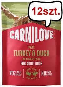 Carnilove Adult Turkey&Duck Pate Mokra Karma dla psa op. 300g Pakiet 12szt. SASZETKA