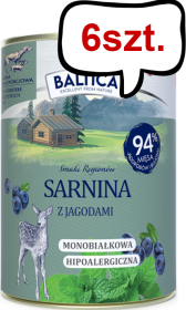 Baltica Smaki Regionów Adult Sarnina z Jagodami Mokra Karma dla psa op. 400g Pakiet 6szt.