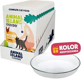 Animal Island Everyday Chicken in Broth Mokra Karma dla kota op. 12x85g + Talerzyk GRATIS