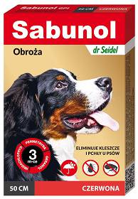 Sabunol Obroża na kleszcze i pchły dla psa kolor czerwony dł. 50cm