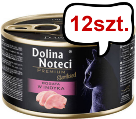 Dolina Noteci Premium Sterilised Bogata w Indyka Mokra Karma dla kota op. 185g Pakiet 12szt.