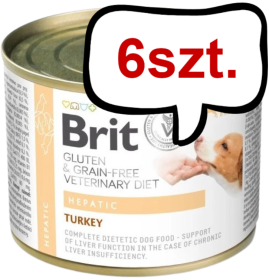 Brit Veterinary Diet Hepatic Turkey&Pea Mokra Karma dla psa op. 200g Pakiet 6szt.