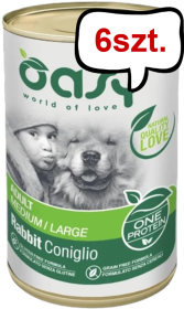 Oasy One Protein Adult Medium/Large Rabbit mokra karma dla psów op. 400g Pakiet 6szt.