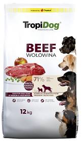 TropiDog Premium Adult Medium/Large Beef Sucha Karma dla psa op. 12kg