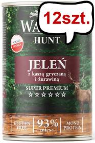 Wataha Hunt Adult Jeleń z kaszą gryczaną i żurawiną Mokra Karma dla psa op. 400g Pakiet 12szt.