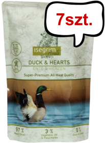 Isegrim Roots Adult Duck&Hearts Mokra Karma dla psa op. 410g Pakiet 7szt.