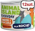 Animal Island Everyday Kitten Indyk i kaczka Mokra Karma dla kociąt op. 185g Pakiet 12szt.