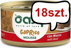 Oasy Caprice Adult Musse with Beef Mokra Karma dla kota op. 85g Pakiet 18szt.