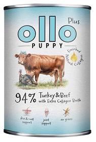 Ollo Puppy Plus Kolagen Indyk i wołowina Mokra Karma dla szczeniąt op. 400g PUSZKA
