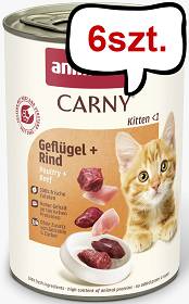 Animonda Carny Kitten Wołowina z drobiem Mokra Karma dla kociąt op. 400g Pakiet 6szt.