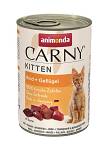 Animonda Carny Kitten Wołowina z drobiem Mokra Karma dla kociąt op. 400g Pakiet 6szt. [Data ważności: 18.12.2026]