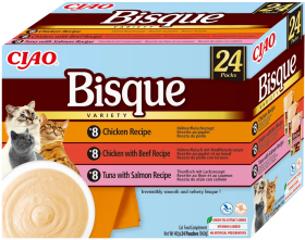 Inaba Ciao Bisque Variety Chicken, Beef&Fish Recipe Mokra Karma dla kota op. 24x40g (PAKIET NIEBIESKI)