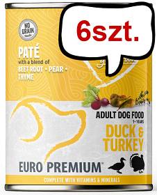 Euro Premium Pate Adult Duck&Turkey Mokra Karma dla psa op. 400g Pakiet 6szt.
