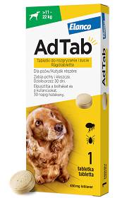 Elanco AdTab Tabletka na kleszcze i pchły 450mg dla psa o wadze 11kg-22kg op. 1szt.