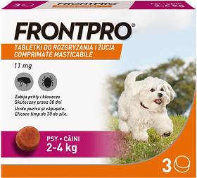 Frontpro Tabletka na kleszcze i pchły S 11.3mg dla psa o wadze 2kg-4kg op. 3szt.