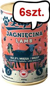 Łapsie Complete Adult Jagnięcina ze Śliwką Mokra karma dla psa. op. 400g Pakiet 6szt.