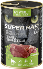 Super Rafi Cat Adult Dziczyzna i serca z kurczaka Mokra Karma dla kota op. 400g