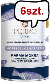 Perro Fish Adult Morszczuk z batatami Mokra Karma dla psa op. 400g Pakiet 6szt.
