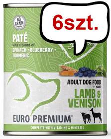 Euro Premium Pate Adult Lamb&Venison Mokra Karma dla psa op. 400g Pakiet 6szt.